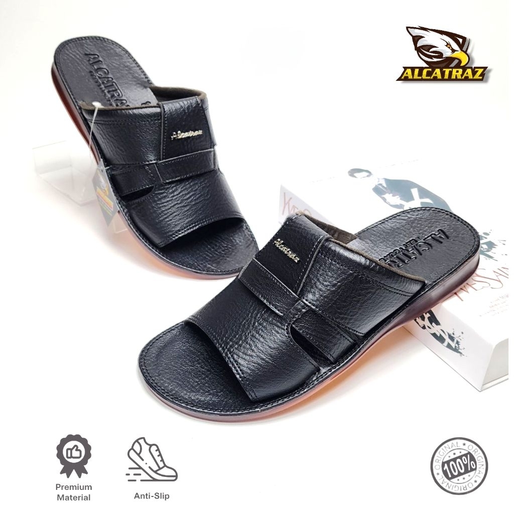 ALCATRAZ Sandal Pria Sendal Slop Kokop Sandal Kulit Pria Anti Licin