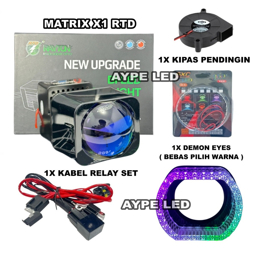 Biled Matrix X1 RTD Rayton 1,5 inch Bluelens Emboss RTD 50 Watt Flat Cut Plus Demon Eyes