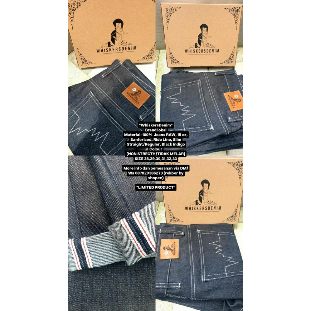 CELANA JEANS/DENIM, SELVEDEGE 15OZ, BAHAN FEEDING/TIDAK MELAR, SIZE 31-33