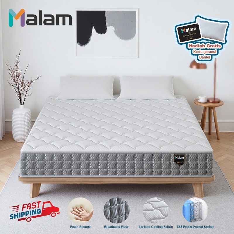 Malam- (IceMint Cooling Top) Kasur Spring Bed Ukuran Kasur 90x200, 120x200, 160x200, 180x200