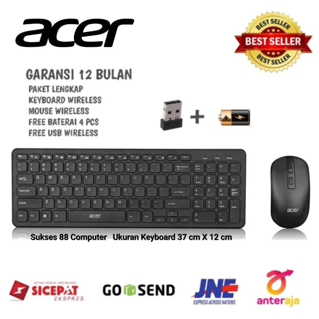 ACER GKM520 Keyboard Portable Wireless Set Combo Keyboard dan Mouse Tanpa Kabel Original Keyboard un