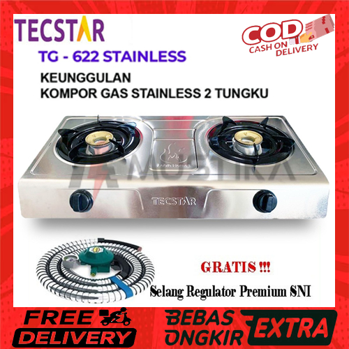 Kompor Gas 2 Tungku TECSTAR Teflon , tecstar stanless kompor 2 mata