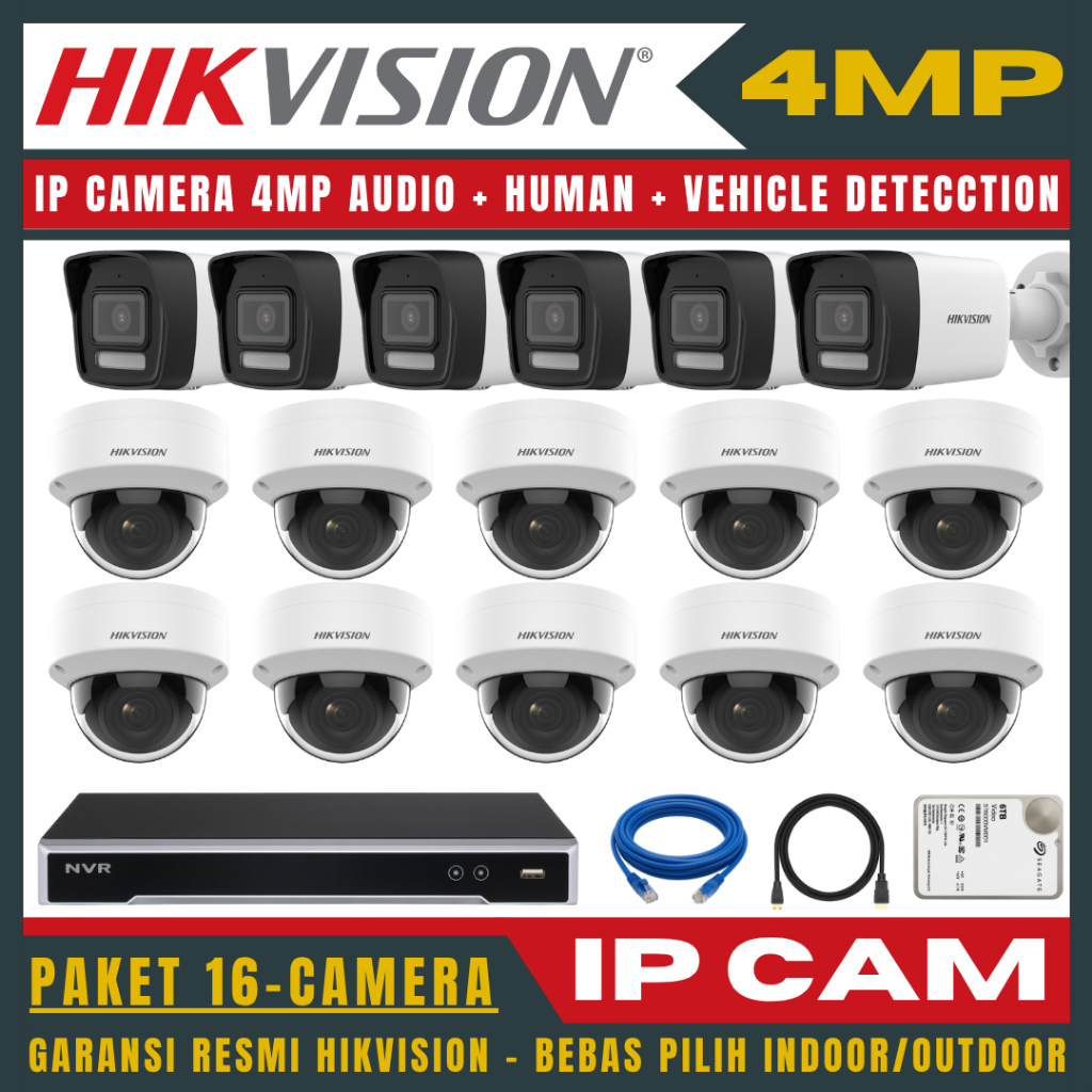 HIKVISION IP CAMERA 4MP PAKET 16 CHANNEL 16 KAMERA