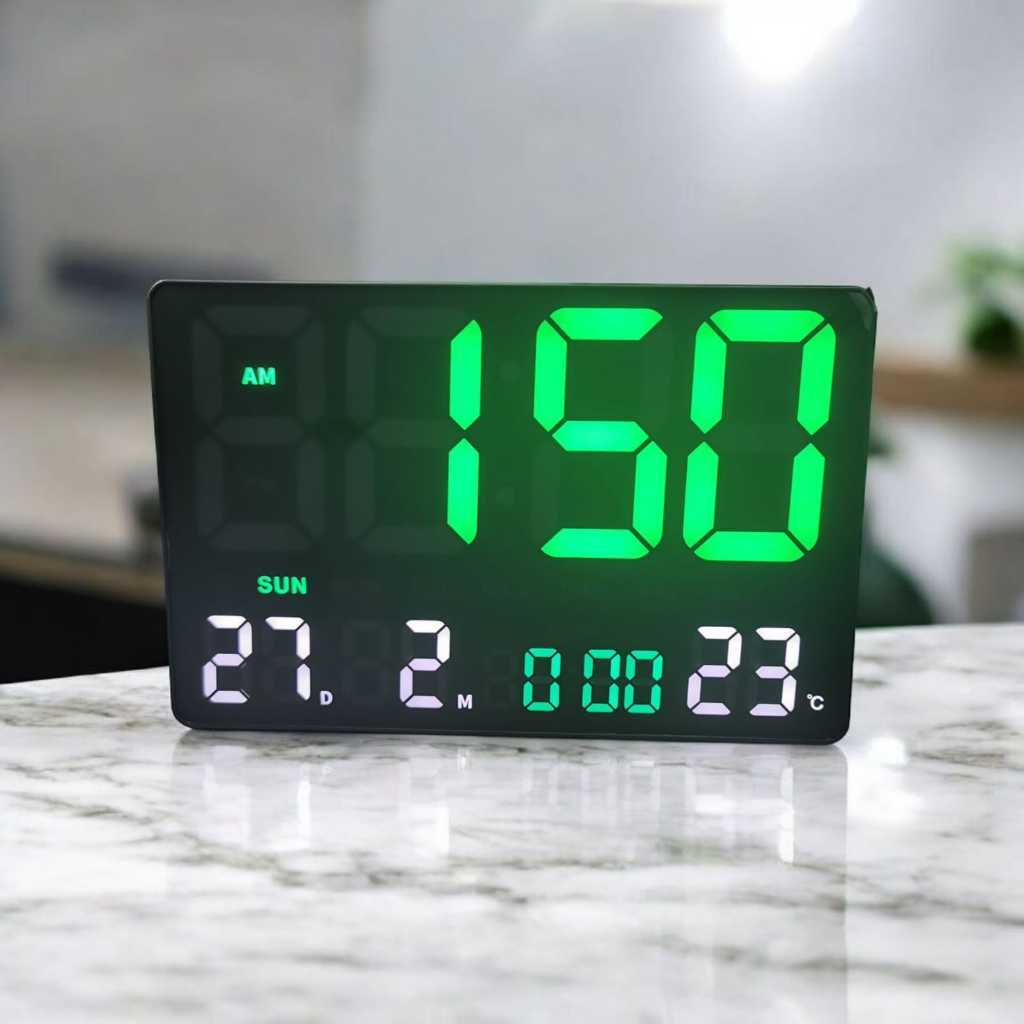 Jam Dinding Digital & Jam Meja LED Dengan Layar Besar & Jam Digital LED Besar Tampilan JH-2619