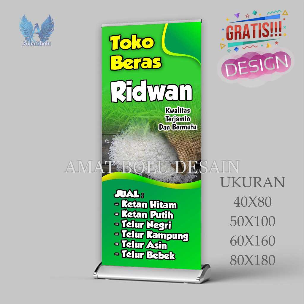Cetak Spanduk Cetak Banner TOKO BERAS RIDWAN  Costom Desain