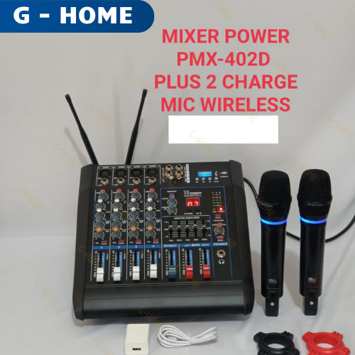 MIXER SOUND POWER PMX 402D 2X550WATT + 2 MICROPHONE WIRELESS