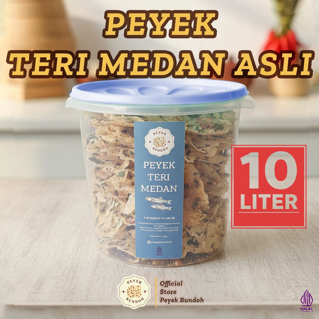 PEYEK BUNDOH - Peyek Teri Medan Ukuran Ultra (Toples 10 Liter)