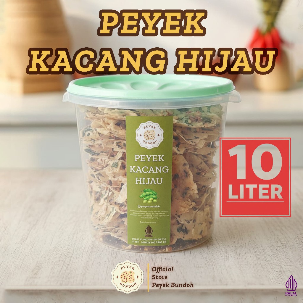 PEYEK BUNDOH - Peyek Kacang Hijau Ukuran Ultra (Toples 10 Liter)