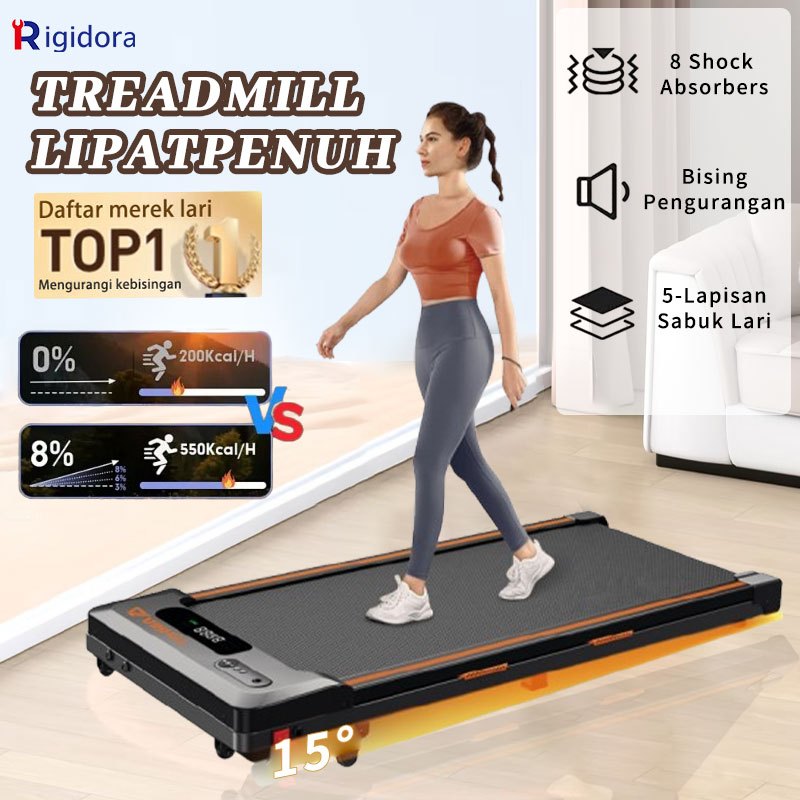 Rigidora Treadmill Portable Electric Low Watt Walking Pad Treadmill Listrik