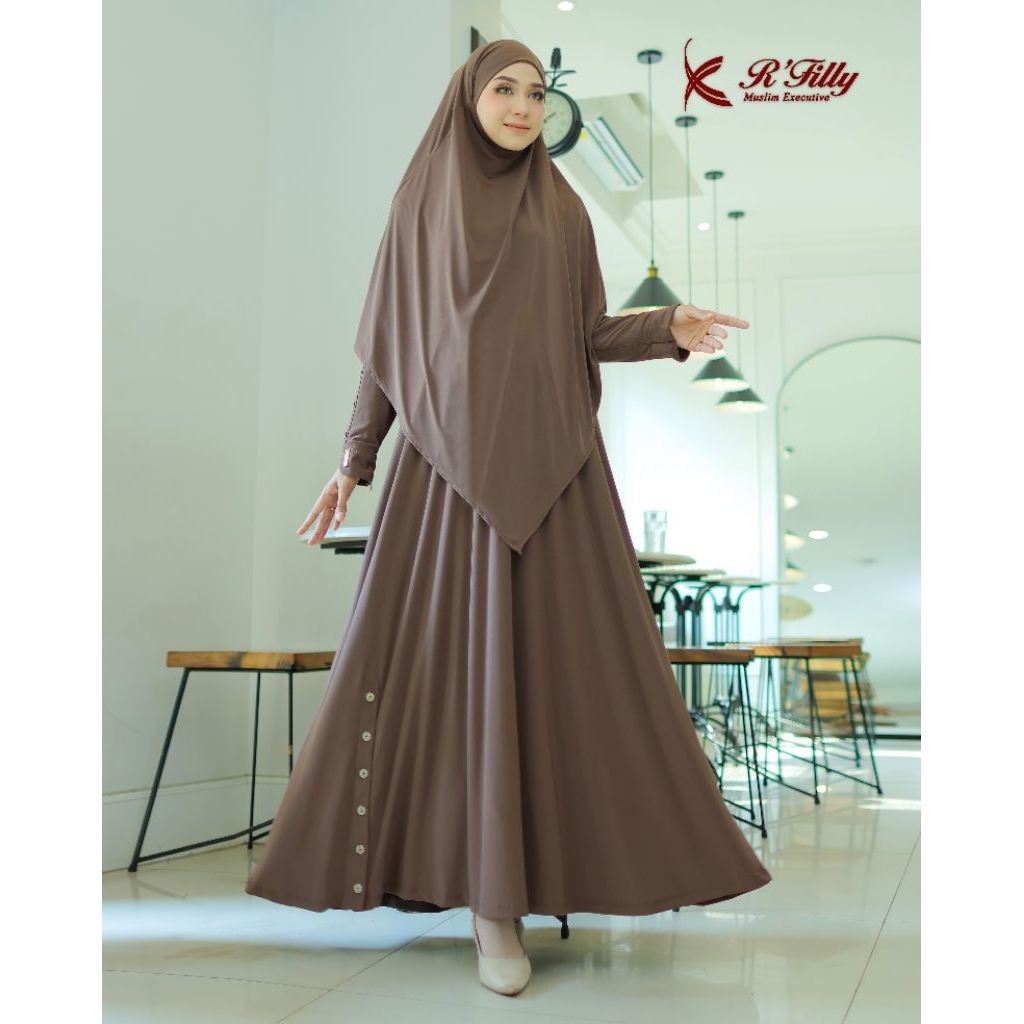 R Filly Set hijab umroh inara jarsey korea premium