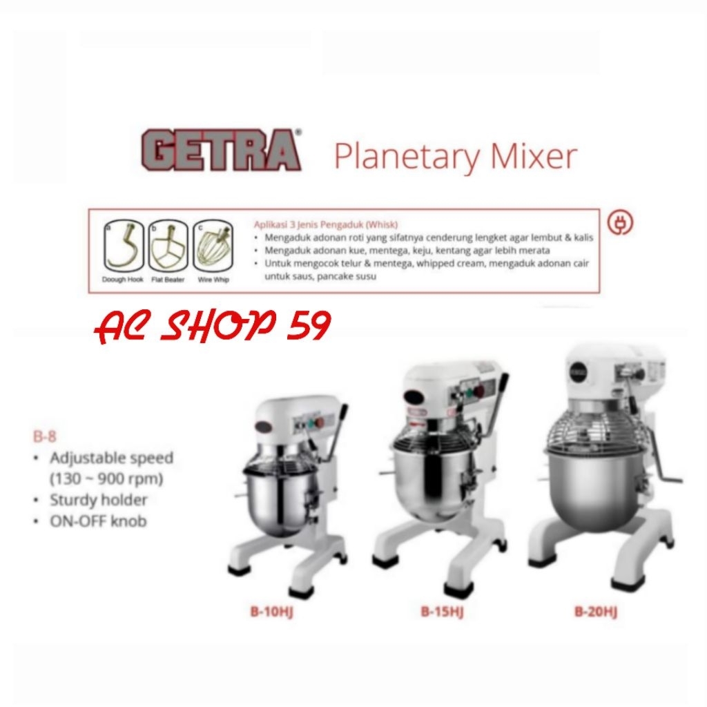 Mixer Planetary GETRA B-10HJ - Mesin Mixer Adonan kue Roti B 10HJ Dll Promo New