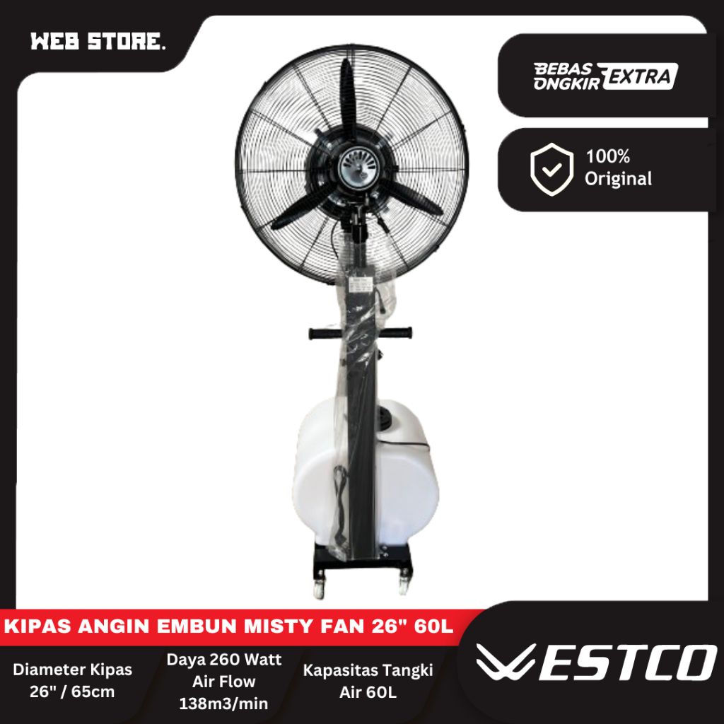 Kipas Angin Embun Westco 26 Inch Mist Fan Tangki 60L Water Tank Kipas Angin Mist Fan 26"