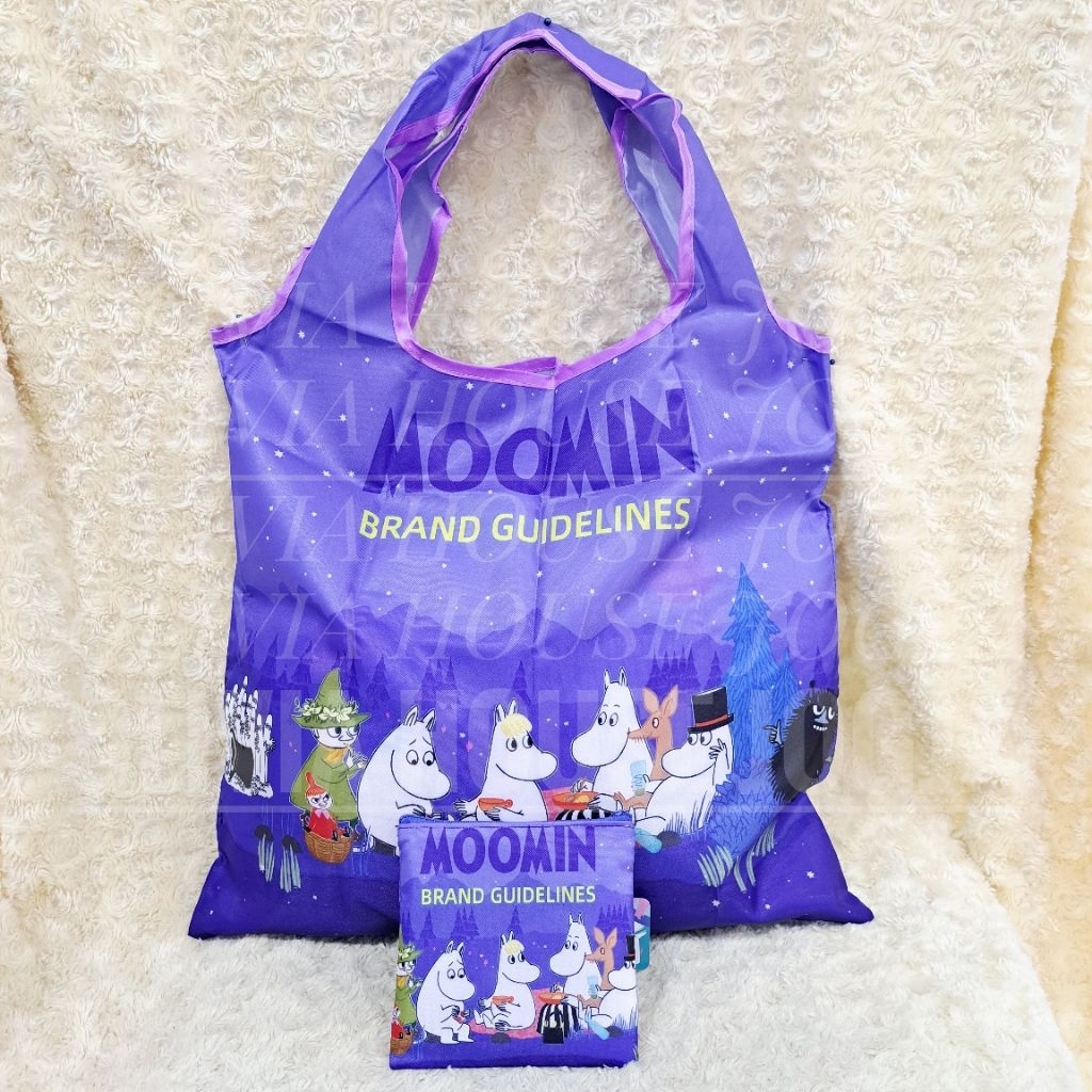 Tas Belanja Moomin Biru Shopping Bag Moomin Dark Blue Nice Bamboo