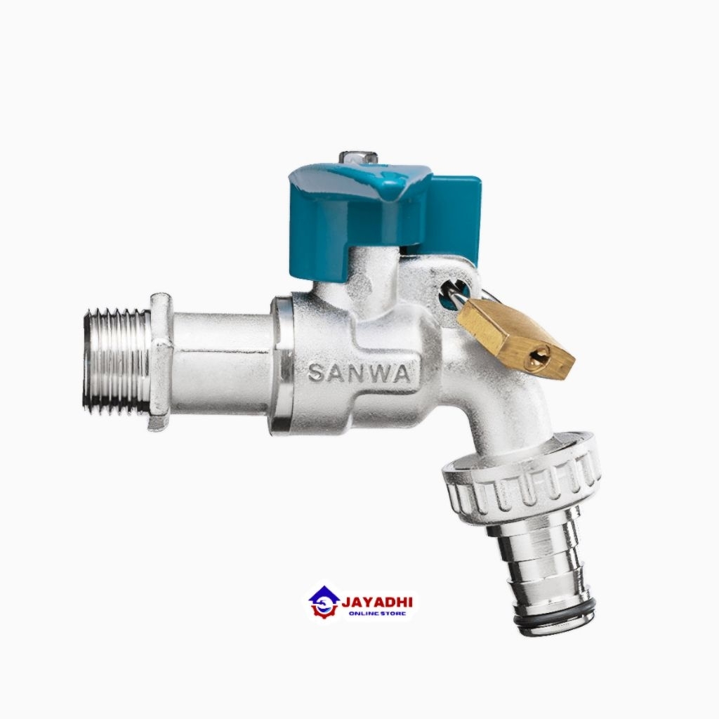 Kran Air Taman + Gembok / Keran Tembok Brass Sanwa Lockable Hose - bisa dikunci gembok