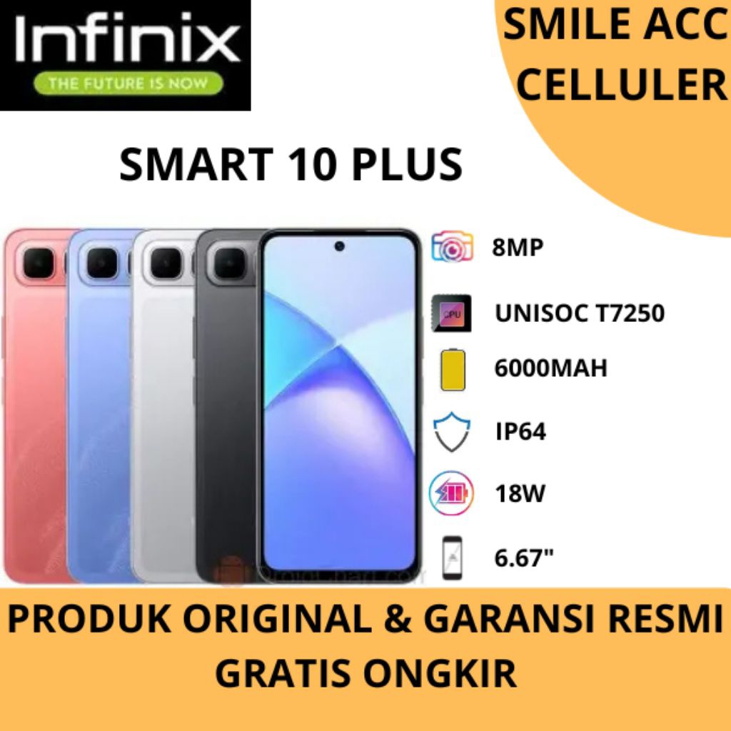 HANDPHONE INFINIX SMART 10 PLUS RAM 8/128GB GARANSI RESMI