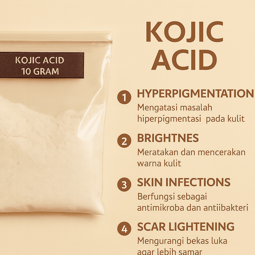 Bibit Kojic Acid 10 GRAM Asam Kojat Cosmetic Grade Campuran Racikan Pemutih Handbody 10 gram