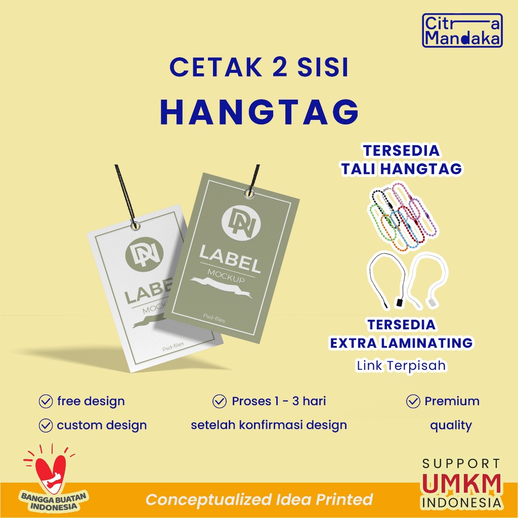 Hang Tag Custom 2 Sisi Free Design  | Tag Label Baju | Tag Baju | HangTag Baju | Tag Label Hampers