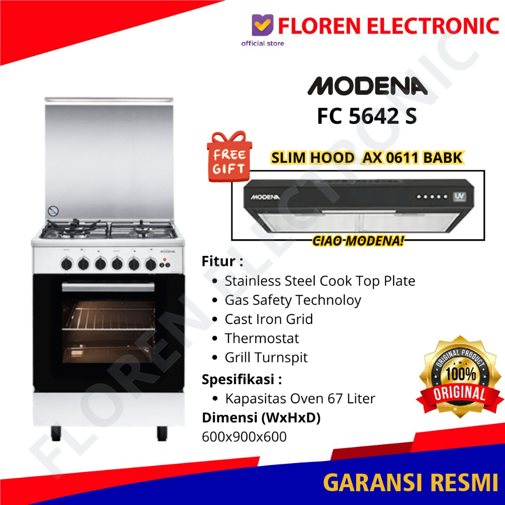 Modena kompor Freestanding FC 5642 S / FC5642S / 5642S JABODETABEK