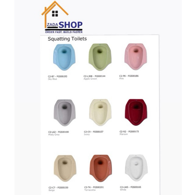 Closet jongkok / Wc Jongkok brand INA dengan berbagai macam warna