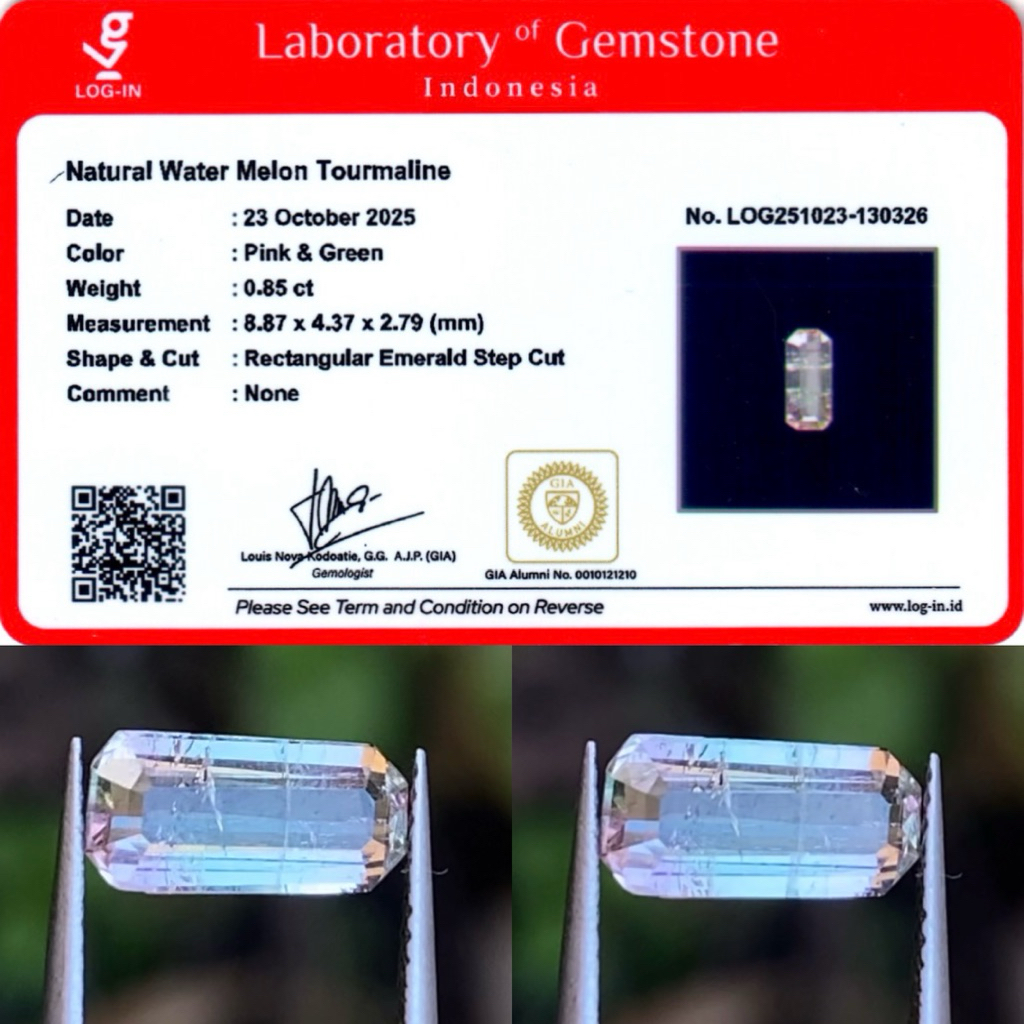 0,85 cts Natural Watermelon Tourmaline origin est. Afghanistan No Treatment Memo LOGIN