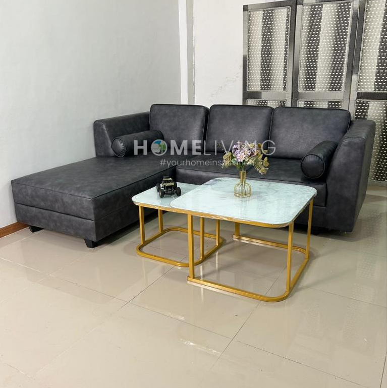 HOMELIVING - SOFA L MUNIMALIS - SOFA SUDUT - SOFA KULIT SINTETIS - SOFA MINIMALIS