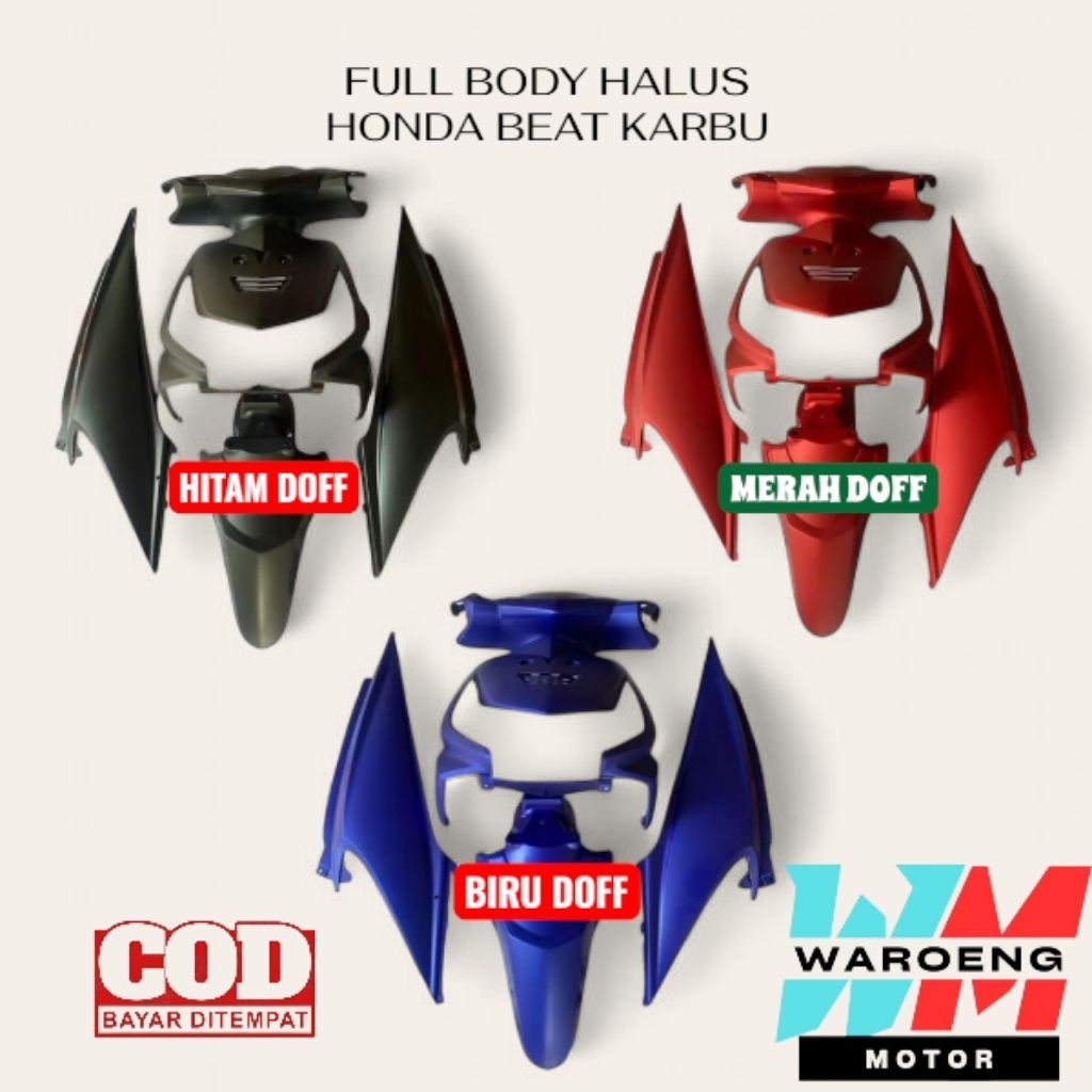 Waroeng Motor Cover Body Full Halus Honda Beat Karbu Lama Warna Merah Doff Hitam Doff Biru Doff Tahu
