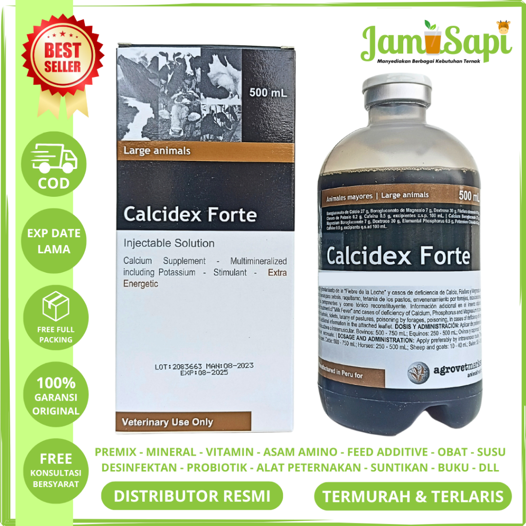 CALCIDEX FORTE 500ML AGROVET - Obat Ketosis Milk Fever Ambruk Hewan Ternak Sapi