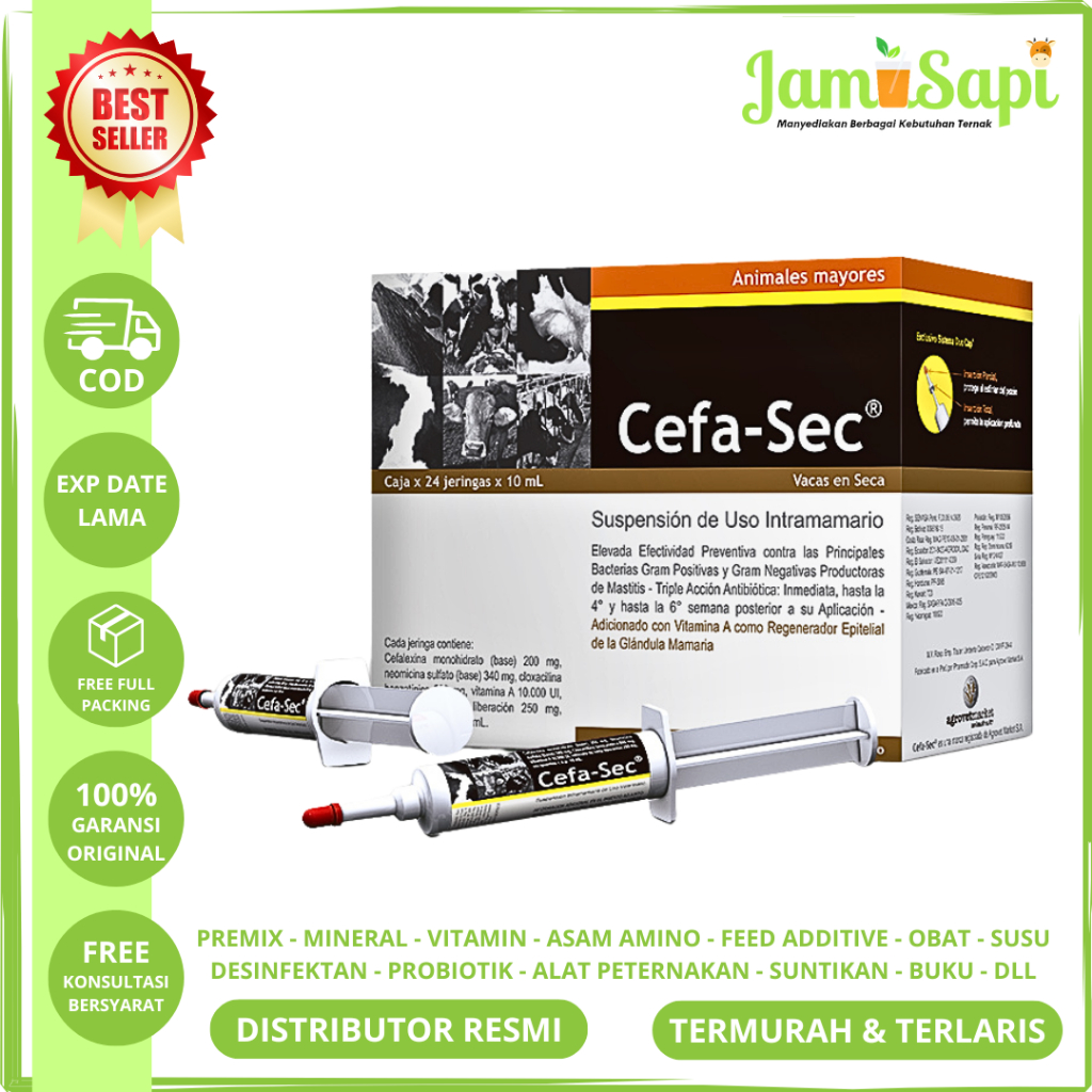 CEFA SEC 48 SYRINGE 10ML - CEFA-SEC Obat Mastitis Sapi Masa Kering ( Depolac Cloxa Ben Dry ) - Obat 