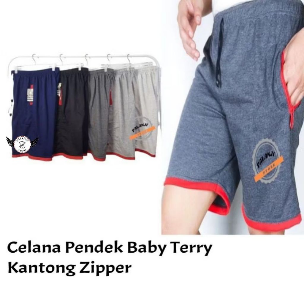 Celana Pendek Pria Jumbo Kaos Baby Terry - Kantong RESLETING