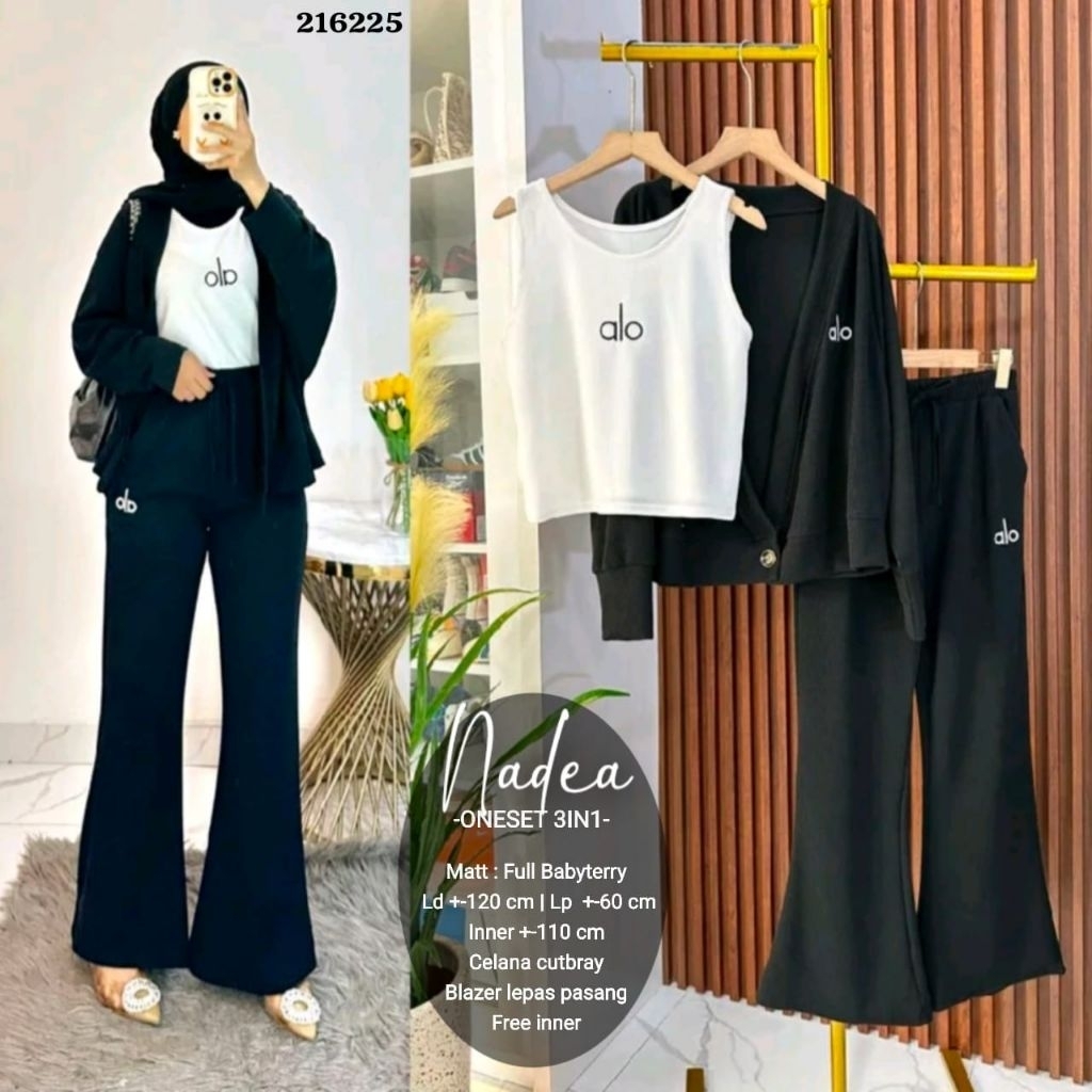 SETELAN 3IN1 BABYTERRY NADEA TERLARIS SUPER MEWAH BEST SELLER/SETELAN WANITA IMPORT PREMIUM