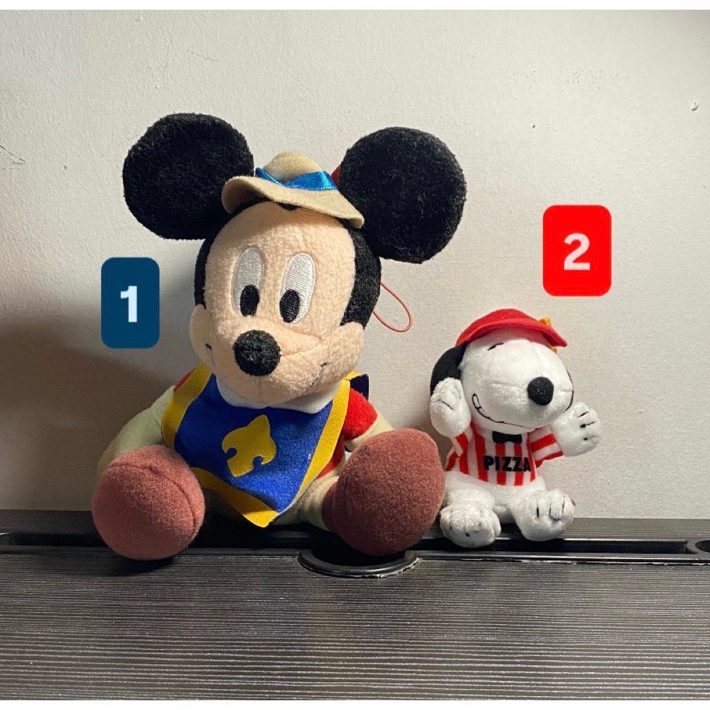 Gantungan Kunci Plush Keychain Boneka Mickey Mouse Disney Musketeer Snoopy Pizza Sega Preloved