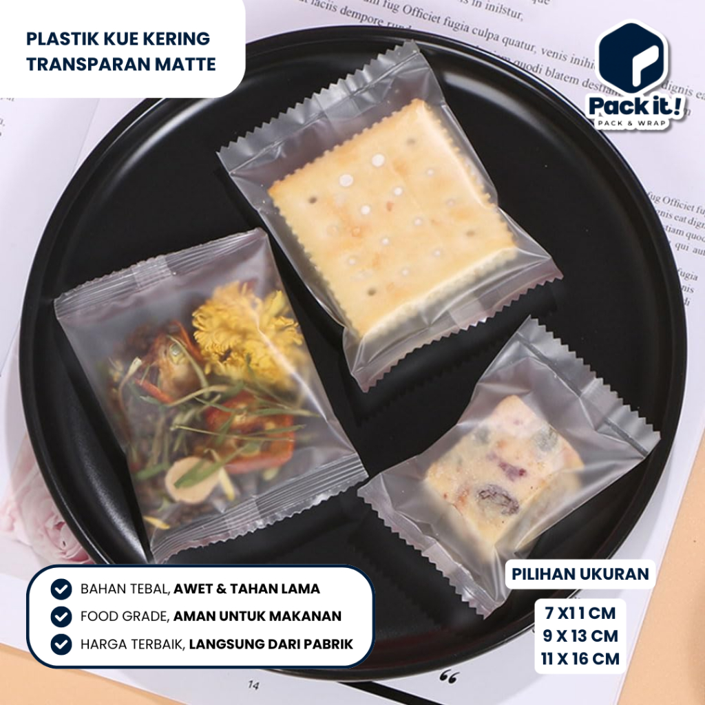 Plastik Kue Kering Transparan Doff / Plastik Sealer Cookies / Plastik Kemasan Aksesoris Kecil