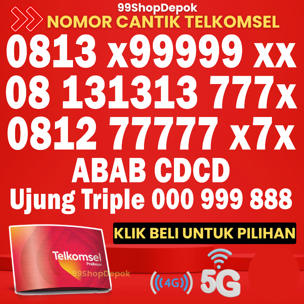 Kartu Perdana Nomor Cantik Telkomsel Simpati KODE 1550 - Nomer Cantik Telkomsel 88888 - No Cantik Si