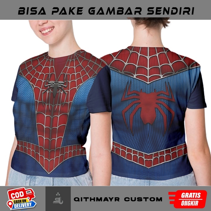 kaos cosplay wanita spiderman bahan adem tidak luntur 3D terbaru