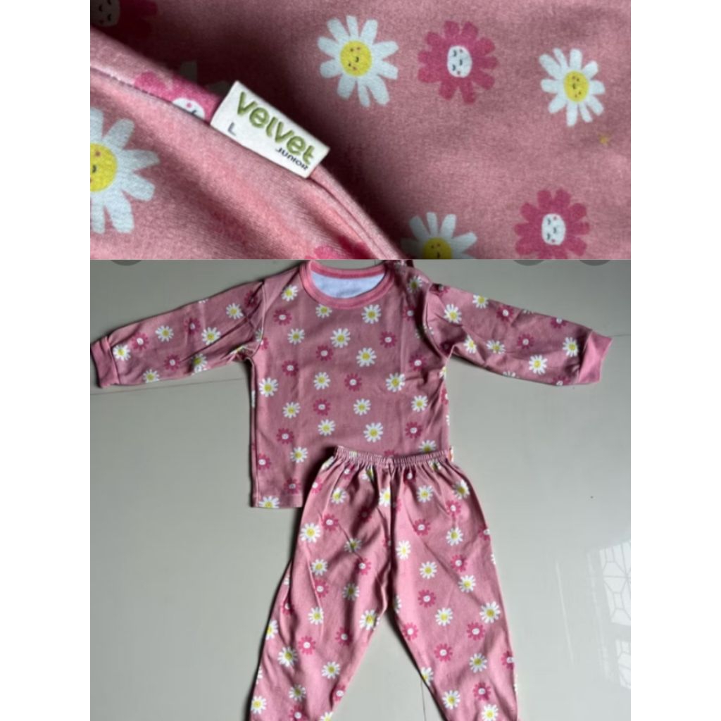 setelan baju celana panjang panjang bayi perempuan Velvet Junior size L