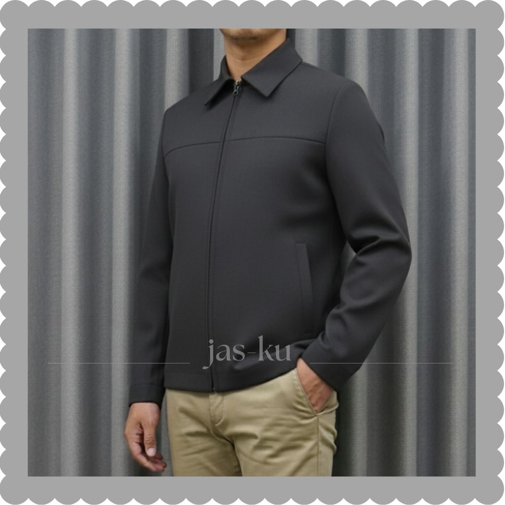 JAS-KU | JasKet Pria Warna Abu Tua Model Terbaru Polos Blazer Jas Jaket Resleting