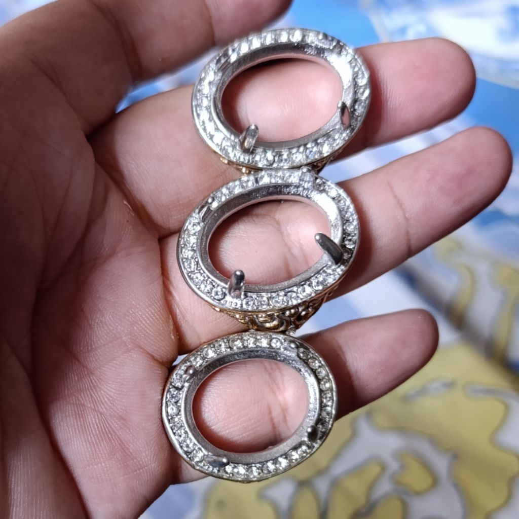 T 11 Emban Cangkang Ring Cincin Akik Dim 25x18 Titanium Super Joss