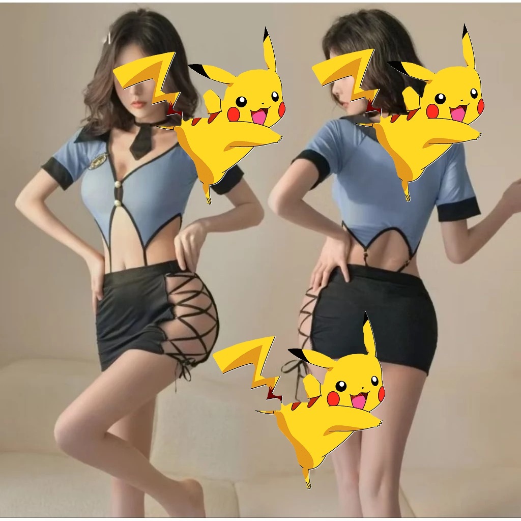 [oddsolshop] pekanbaru/Lingerie Set (Baju, Rok, CD) Model Police Costume Kostum Polisi Cosplay 802
