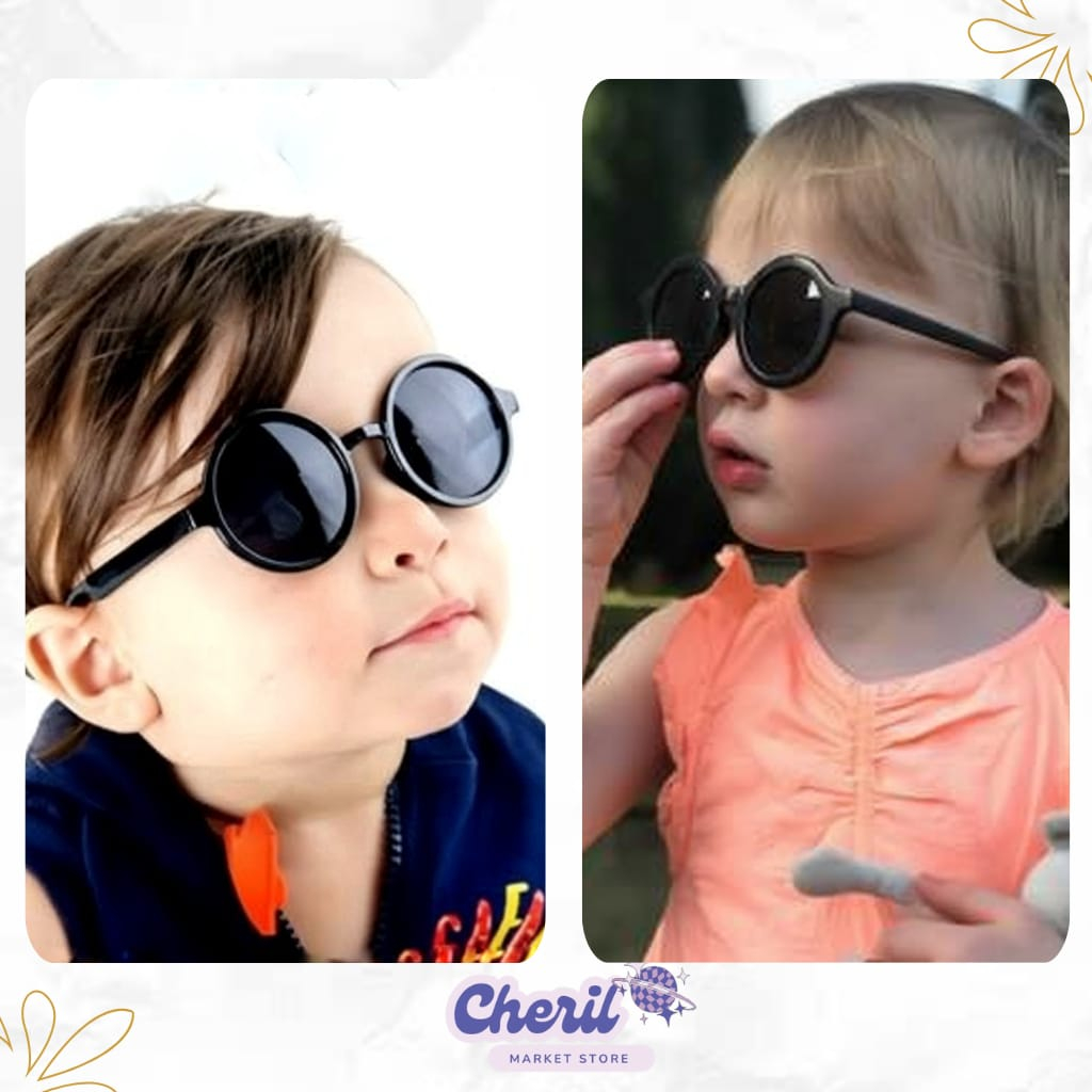 Cheri WFJIA Kacamata Hitam Anak Anti UV Round Vintage Style - WF52- Kacamata Hitam - Kacamata outdor