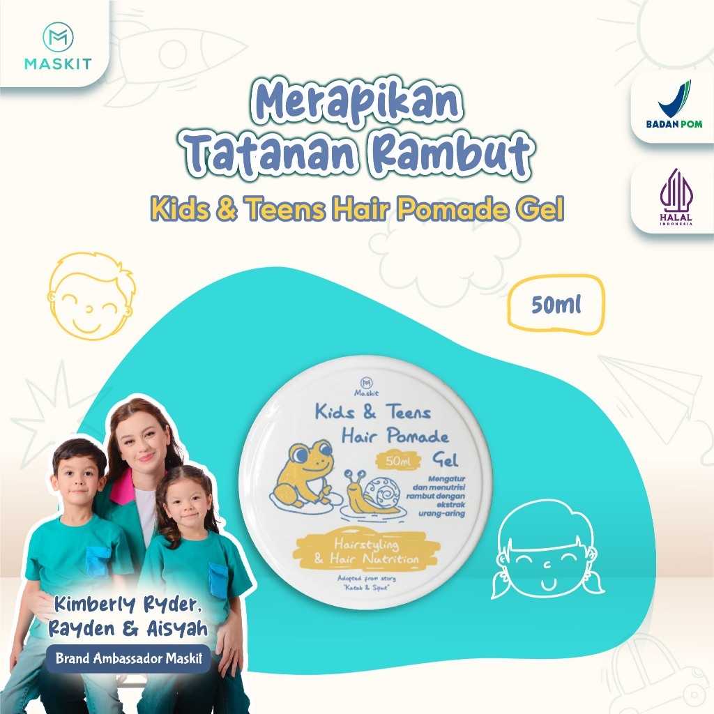 Maskit Kids & Teens Hair Pomade Gel - Minyak Rambut Pomade Anak