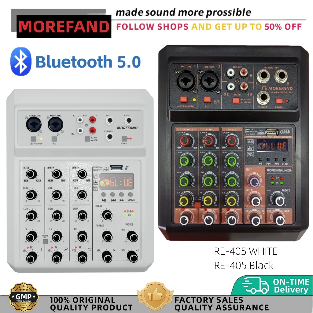 MOREFAND Mixer Audio RE405 USB/Electro Bluetooth 4 Channel mendukung penyetelan mobil amplifier mini