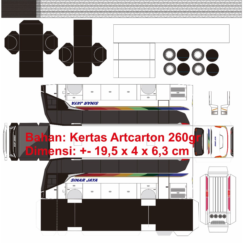 Miniatur Bus Sinar Jaya Jetbus 5 - Papercraft Kurniatravel