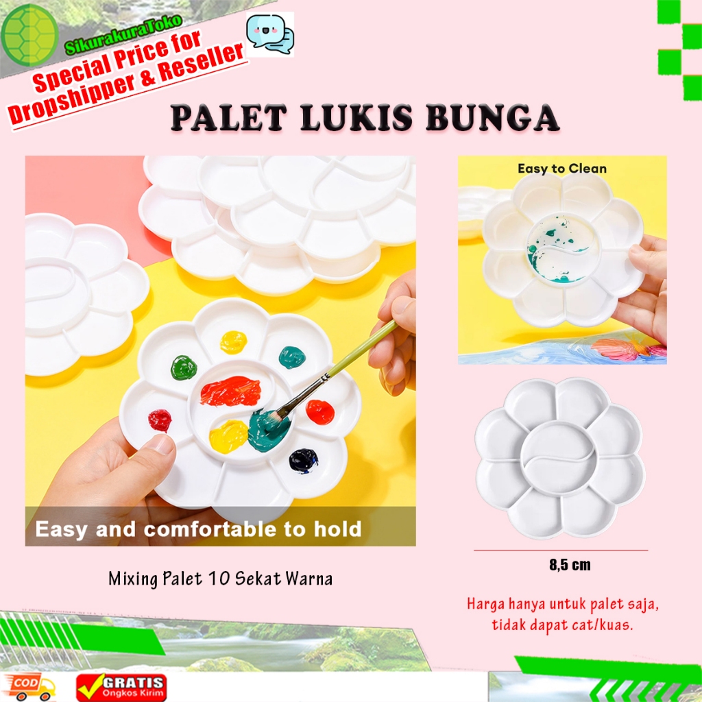 (skr) Palet Lukis Bunga Cat Air Wadah piring palette plastik untuk melukis cet akrilik anak sekolah 