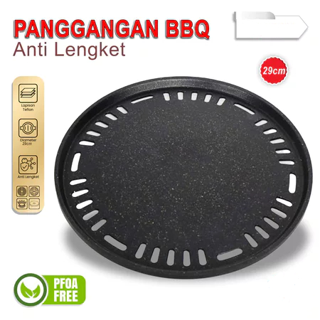 (RKM)Panggangan BBQ 30cm Grill Pan Panggangan Bulat Anti Lengket Lapisan Teflon