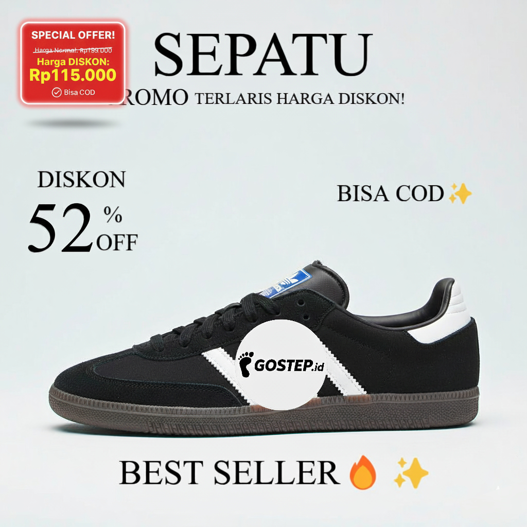 Sepatu Sneakers Putih Hitam Pria Wanita - Sneakers Cowok Cewek Korean Style