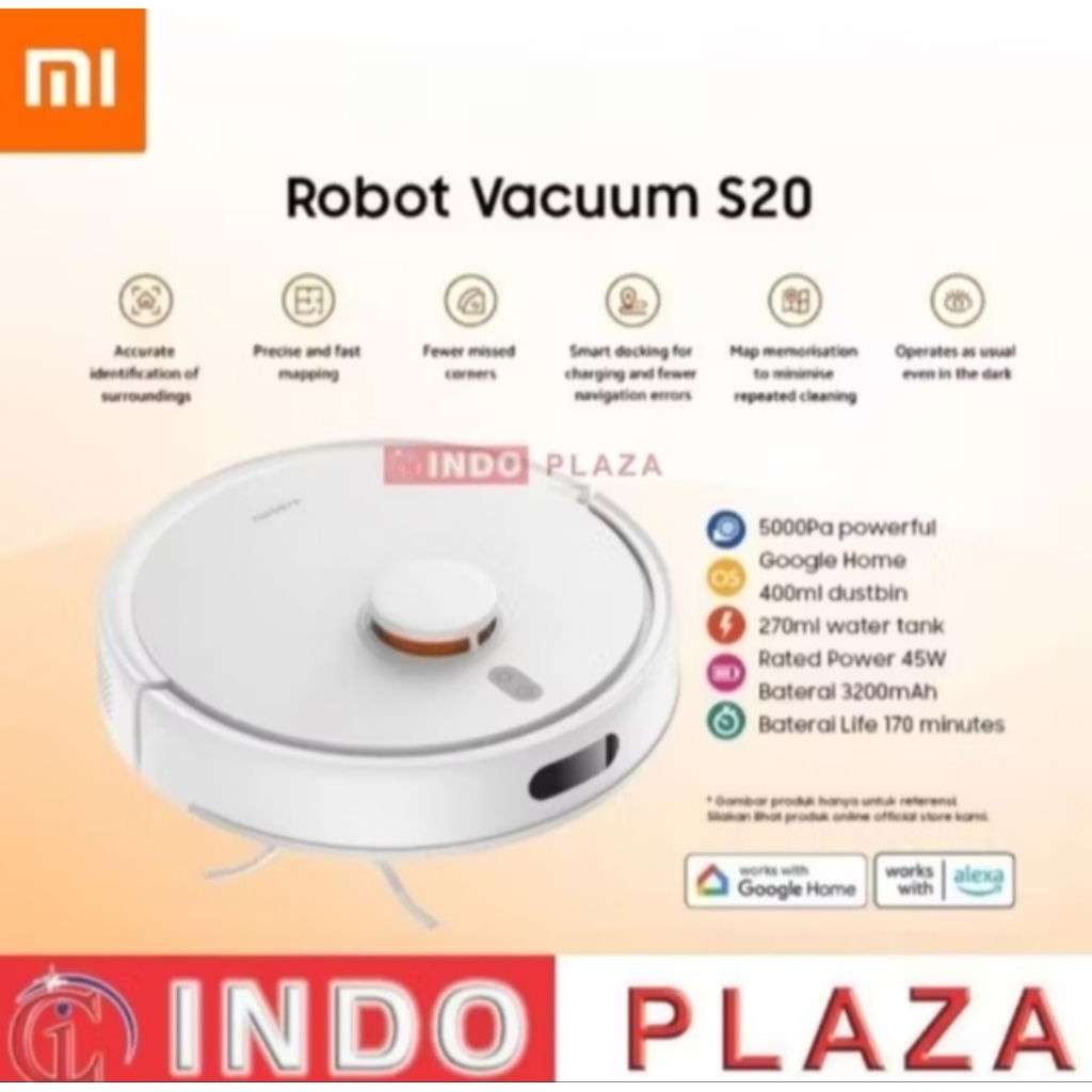 XIAOMI ROBOT VACUUM S20 5000 Pa / MI Robot Vacuum S20 daya hisap 5000 Pa
