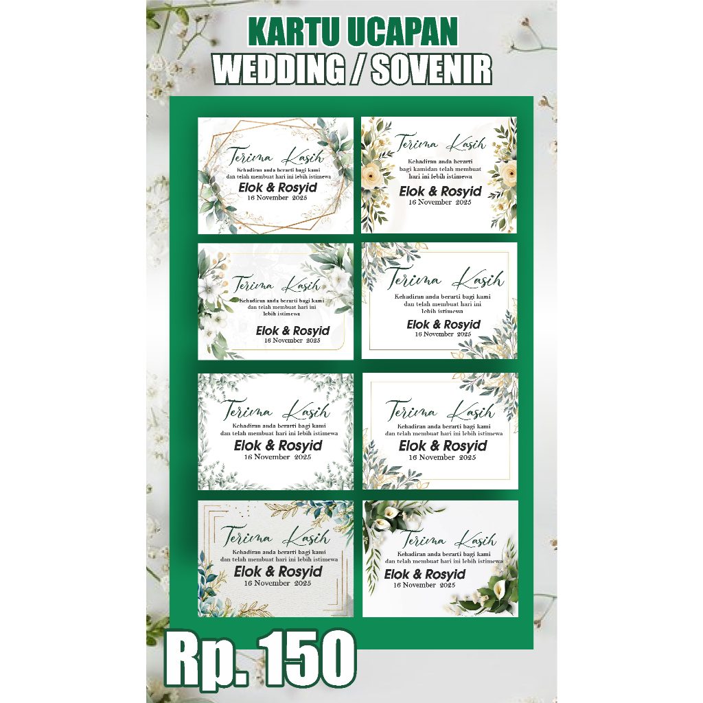 Kartu ucapan Wedding /Thank you card / Thank you card online shop / Thankyou card custom