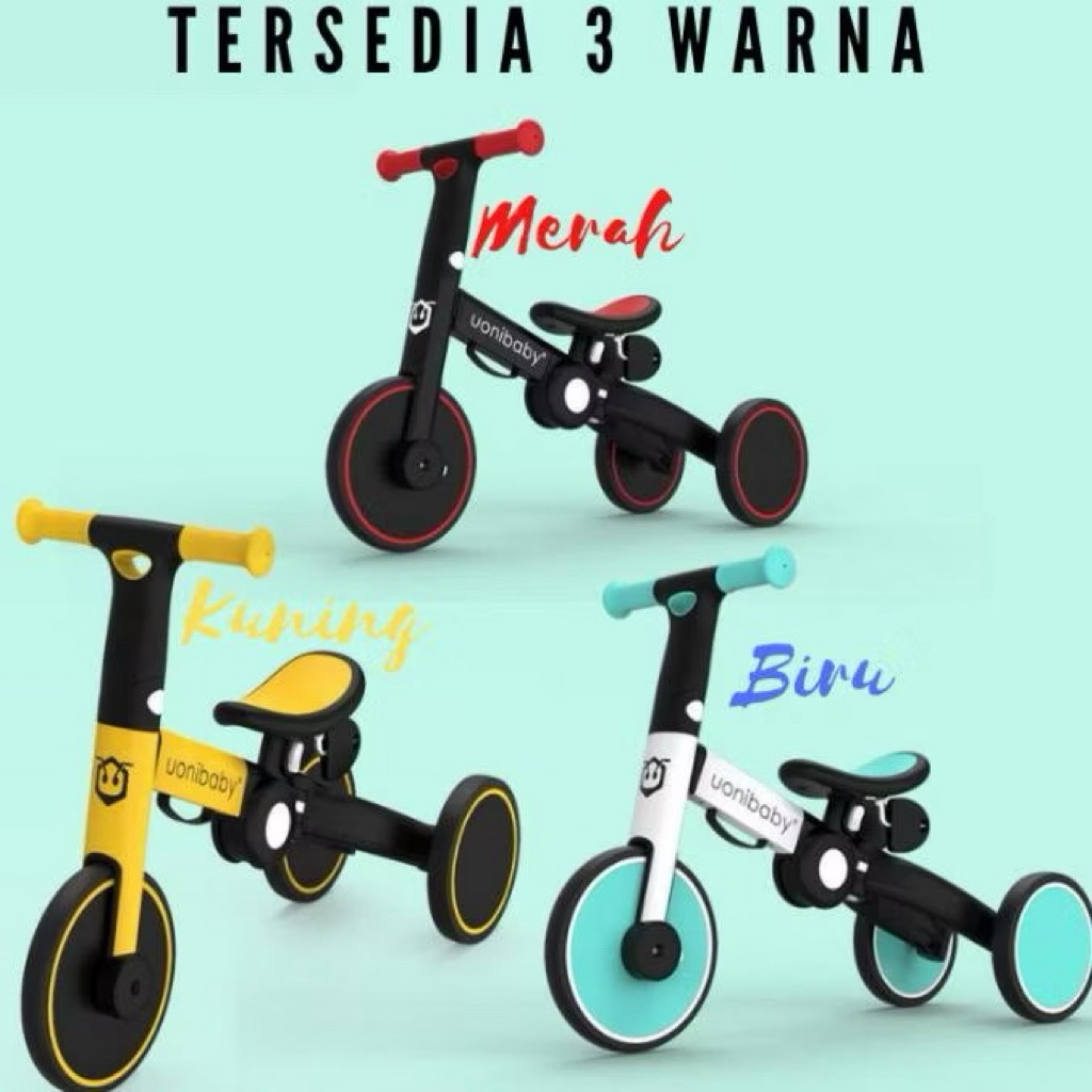 PL balance bike Sepeda Anak Baby Bayi / Balance Bike Lipat UONIBABY 5 IN 1 + Dorongan