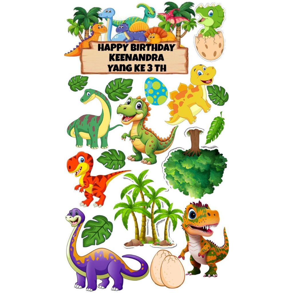 1 set cake toppers dino/ cake toppers dino ultah /cake toppers ulang tahun