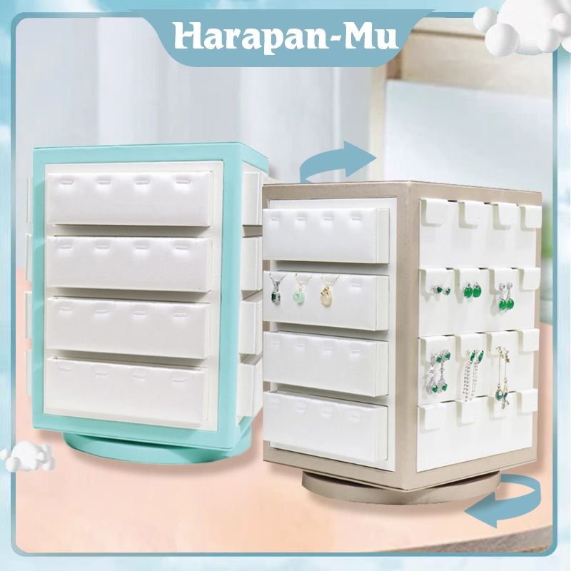 Display Cincin Putar Serba Guna Manual / Rak Anting Putar 360° Magnetik